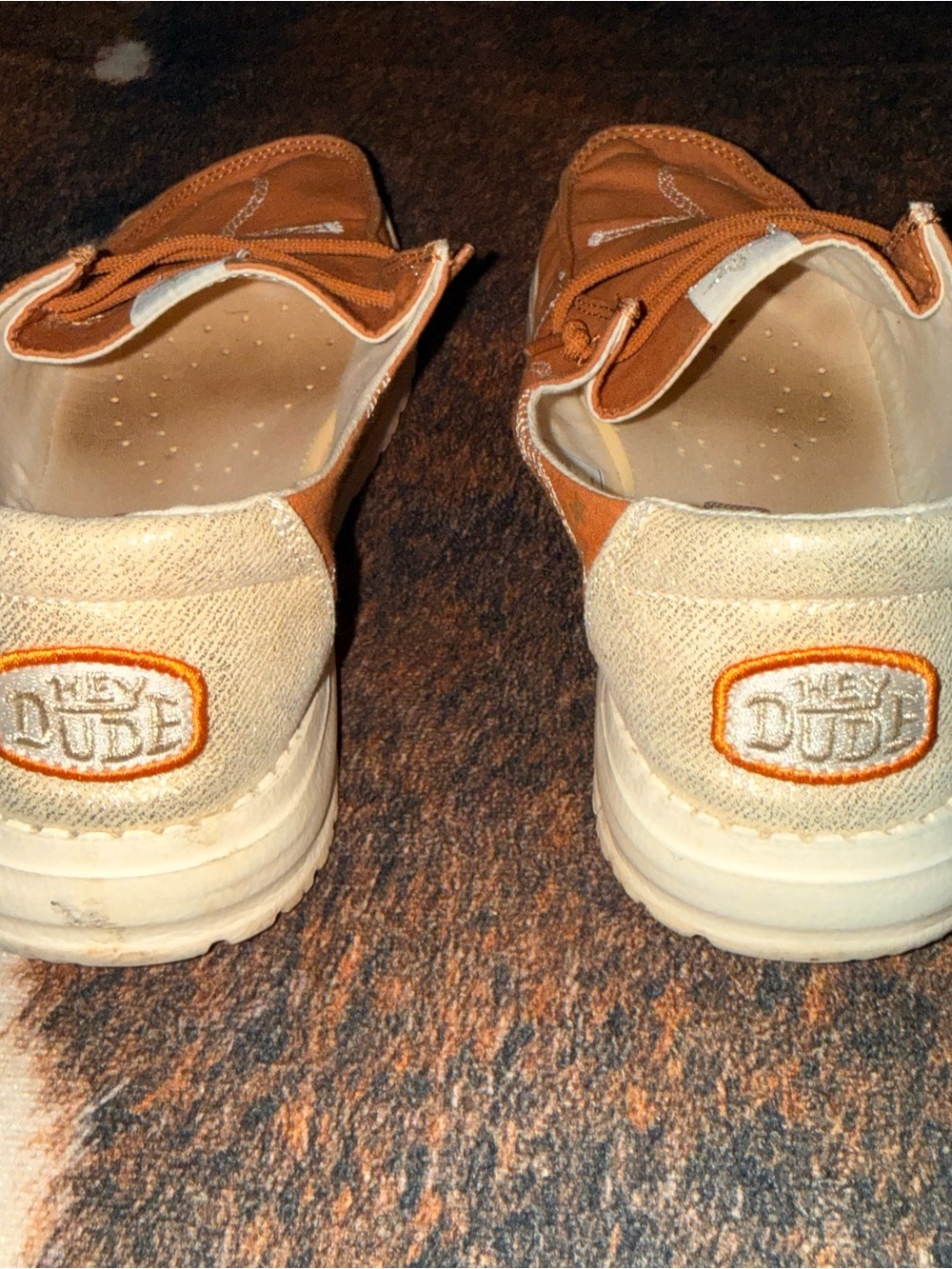 Hey Dude Women’s Slip-On Loafers in Rust Orange Canvas - Picture 2 of 5